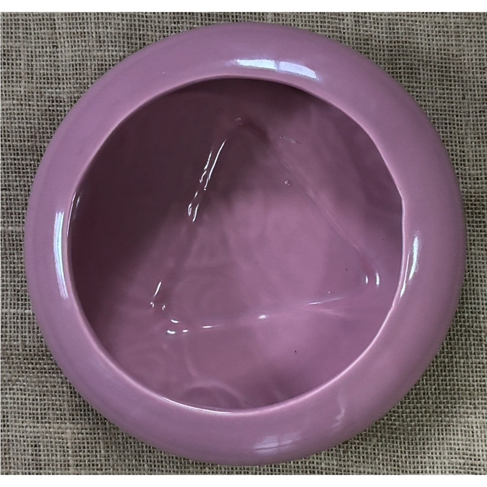 Vintage Mauve Pink Round Ceramic Planter Flying Saucer Art Deco MCM Centerpiece